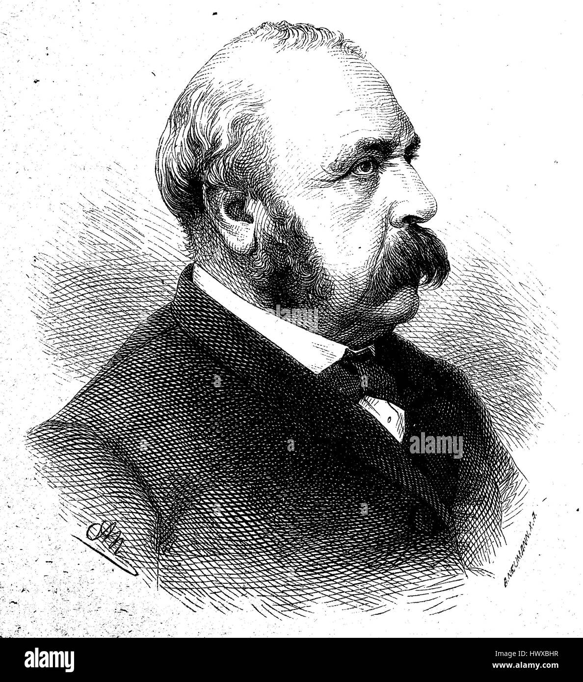 Alexandre Auguste Ledru-Rollin, Paris - 2 February 1807 December 31, 1874 in Fontenay-aux-roses, was a French politician, and held the Office of Minister of the Interior from February 24 until May 11, 1848, France, reproduction of an image, woodcut from the year 1881, digital improved Stock Photo