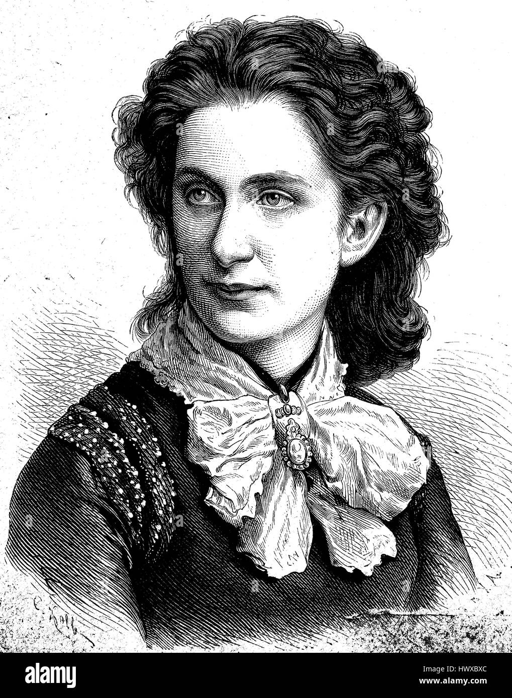 Auguste Wilbrandt-Baudius, born Auguste Baudius, 1. Juni 1843 - 30. März 1937, was a German Austrian actress, Germany, reproduction of an image, woodcut from the year 1881, digital improved Stock Photo