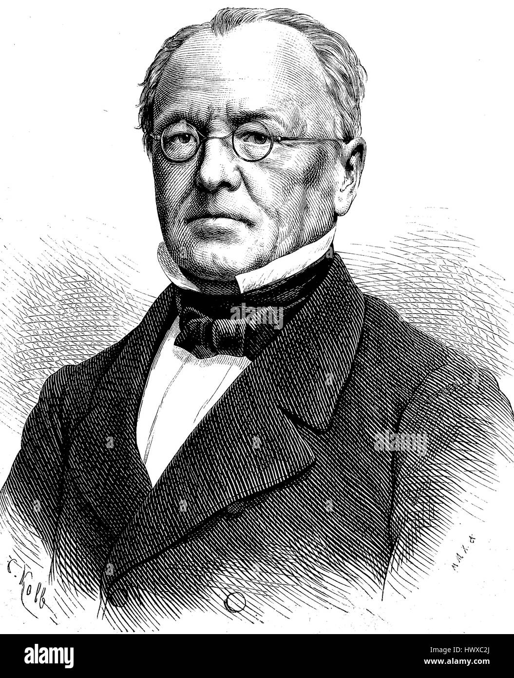 Heinrich Leo, 19 March 1799 - 24 April 1878, was a German historian and politician, Germany    , reproduction of an image, woodcut from the year 1881, digital improved Stock Photo