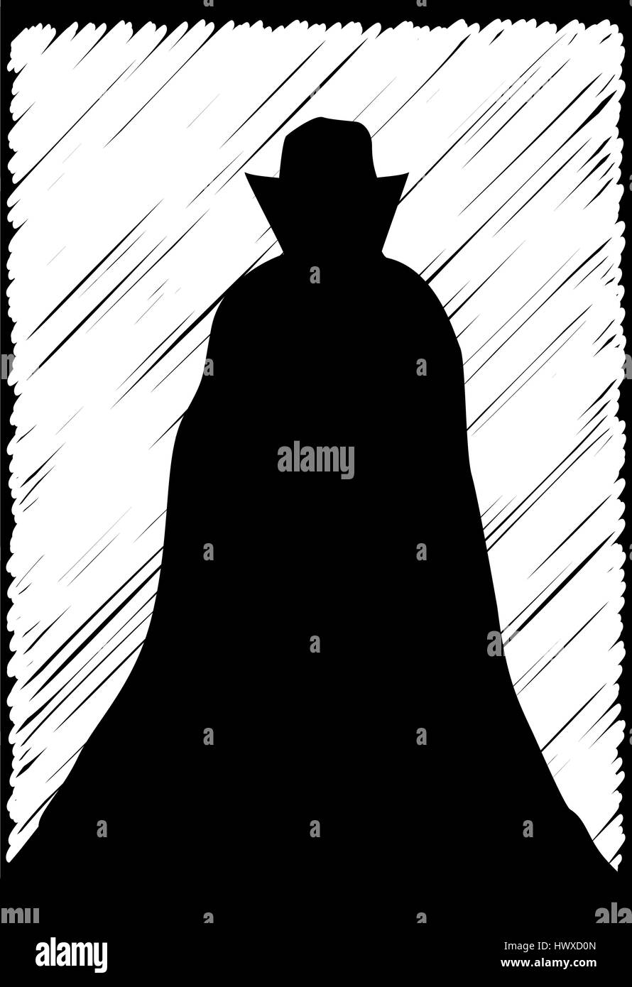 A scribble grunge Dracula Silhouette on a white background Stock Photo