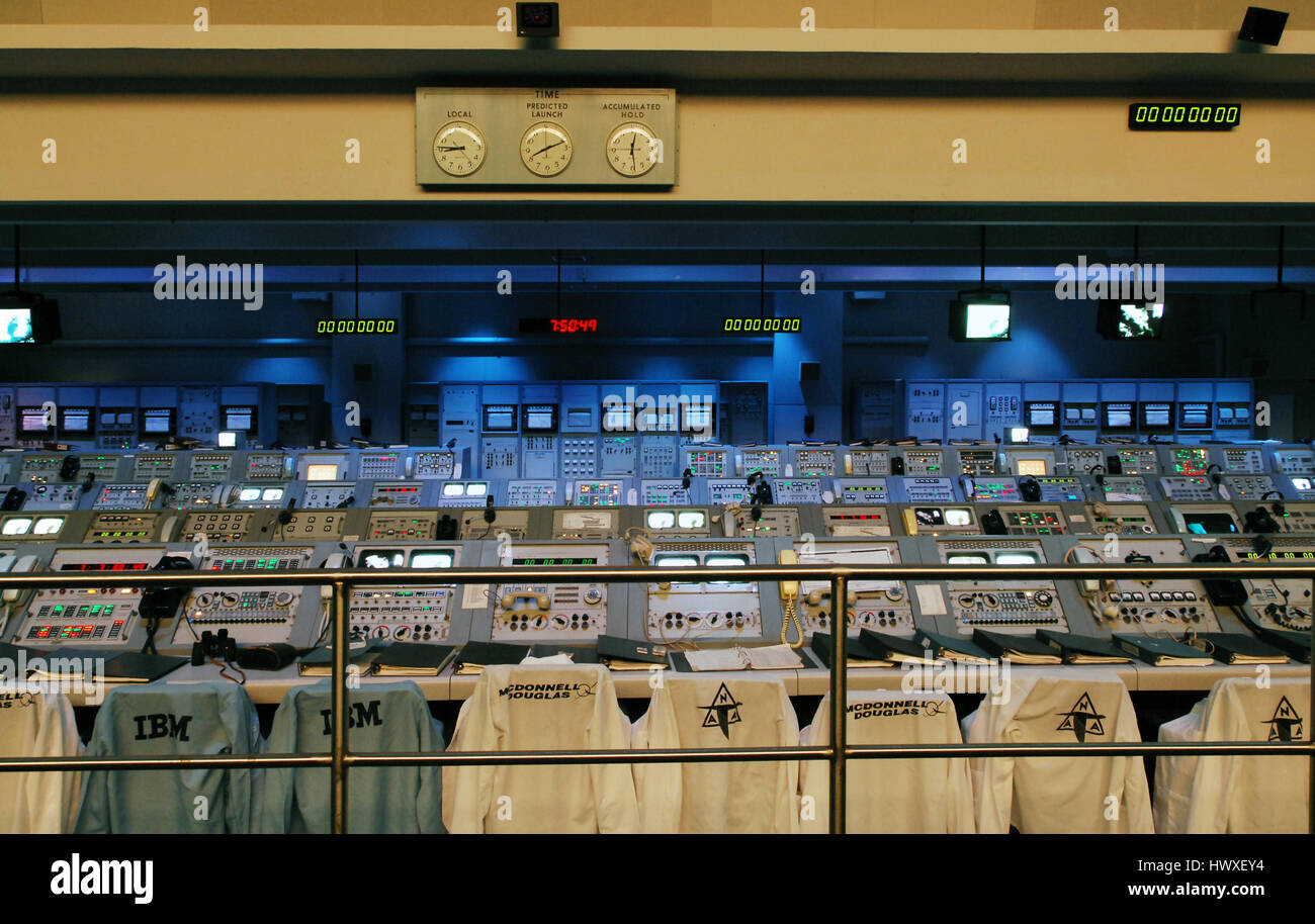 Ground Control, Kennedy Space Center, Firing Room in the Launch Control Center Apollo mission Stock Photo