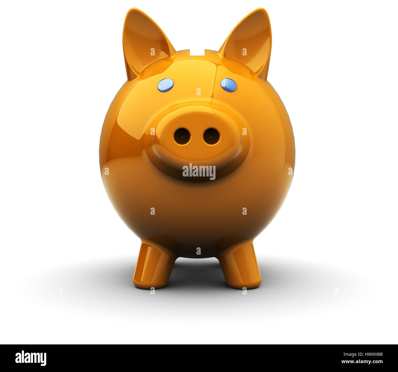 3d illustration of orange piggy bank over white background Stock Photo