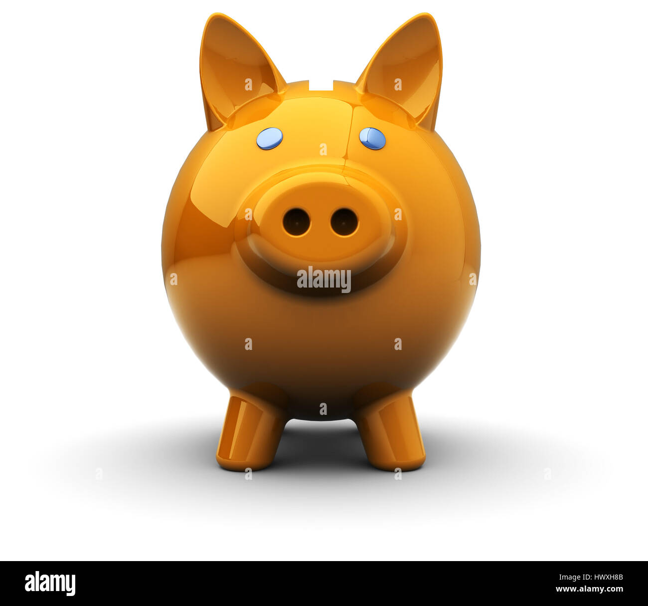 3d illustration of orange piggy bank over white background Stock Photo ...