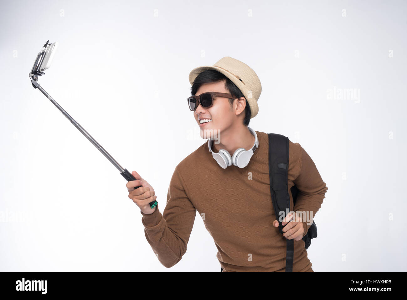 Young man taking selfie over hi-res stock photography and images - Alamy