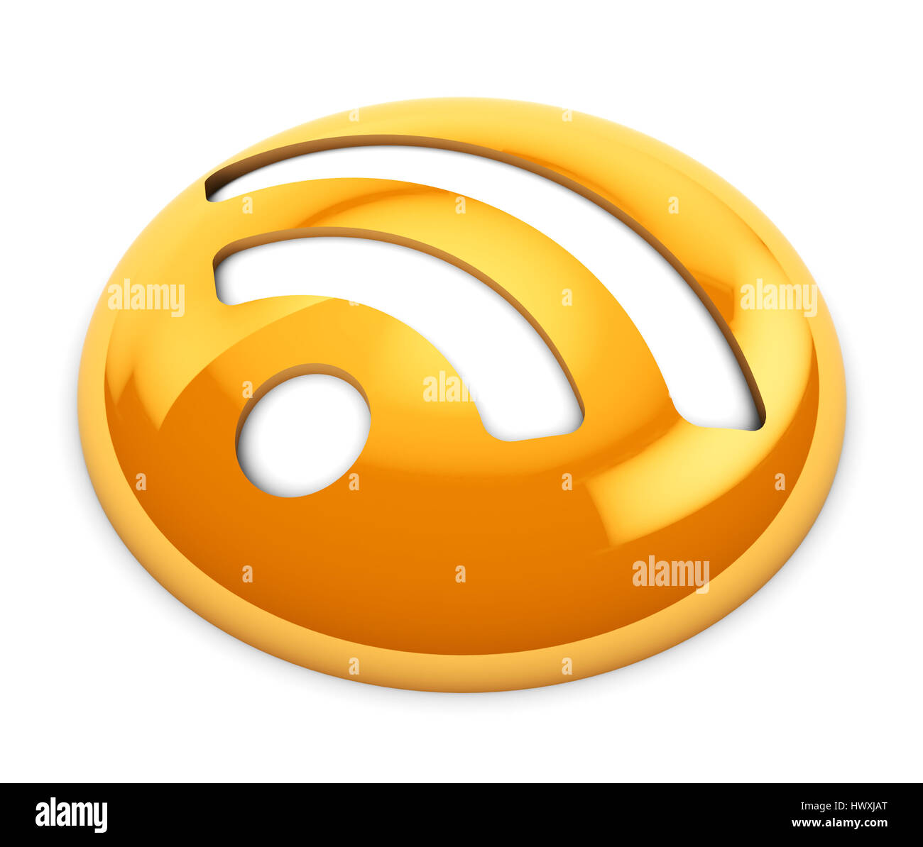 3d illustration of gloss orange rss icon or button, over white background  Stock Photo - Alamy