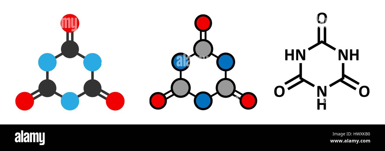 Cyanuric acid molecule. Precipitates with melamine, thus potentially ...