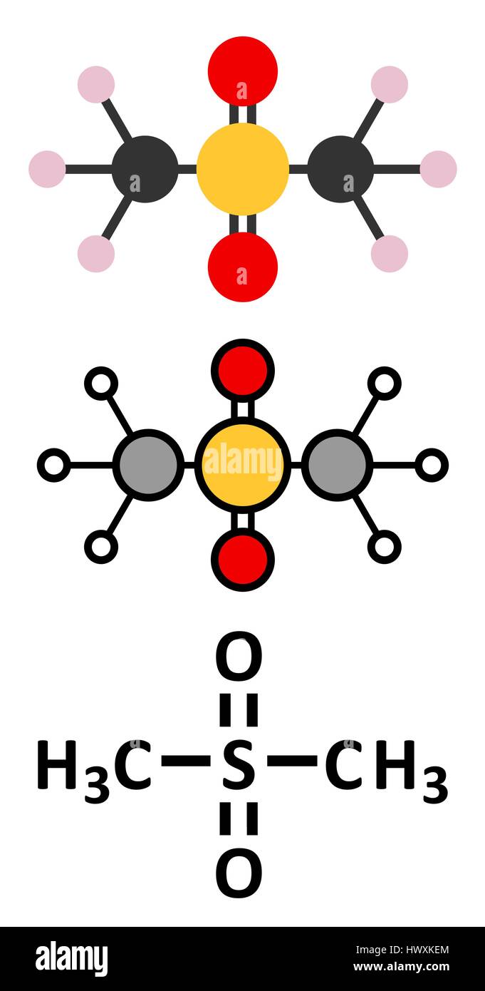 Methylsulfonylmethane (MSM) dietary supplement molecule. Stylized 2D