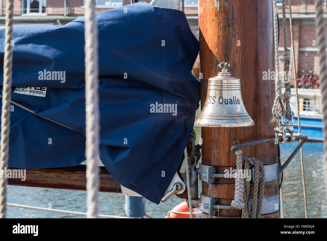 Wismar,Hansestadt,ship's bell, ss qualle, Stock Photo