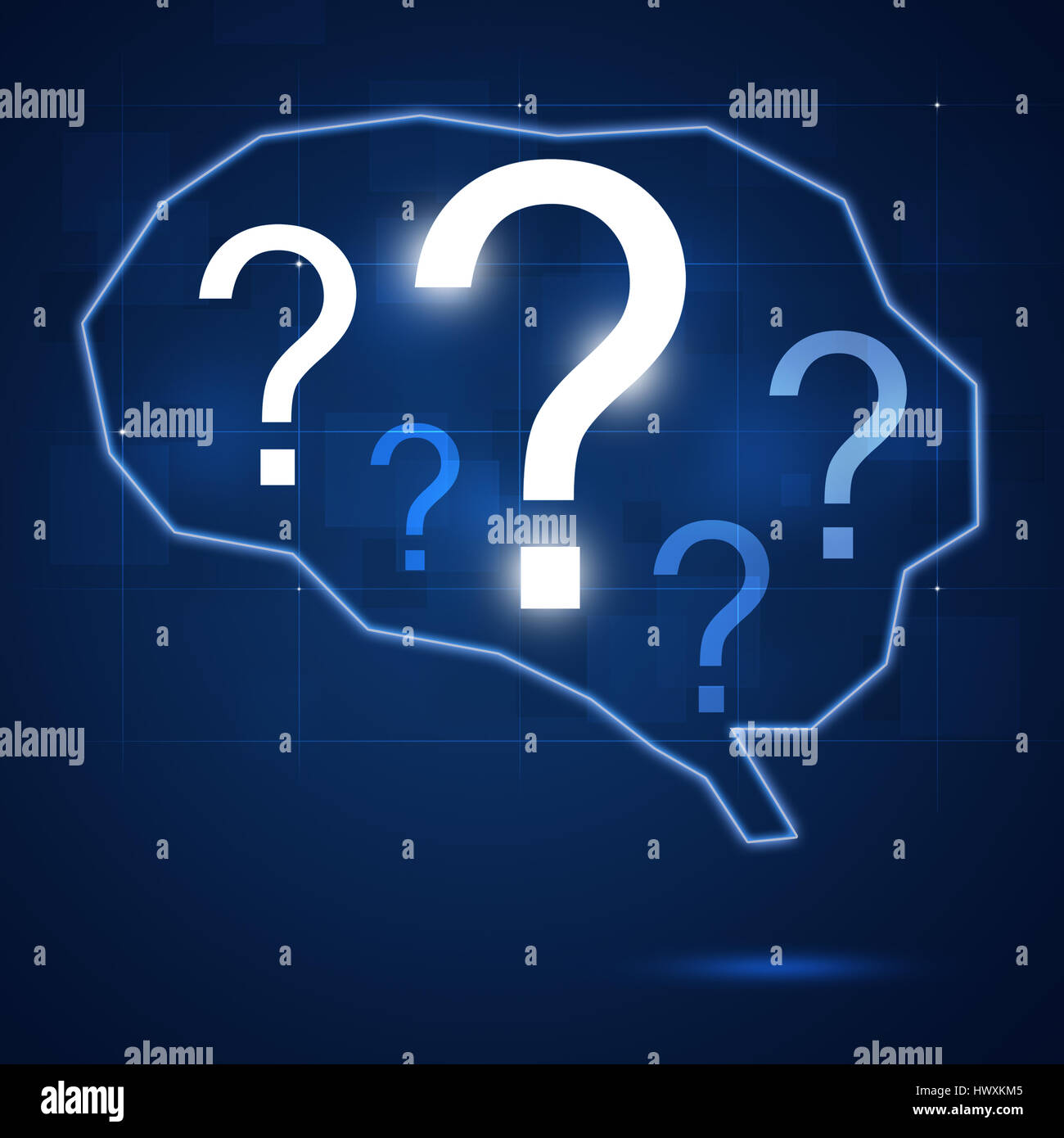 abstract human brain shape with question mark inside concept business ...
