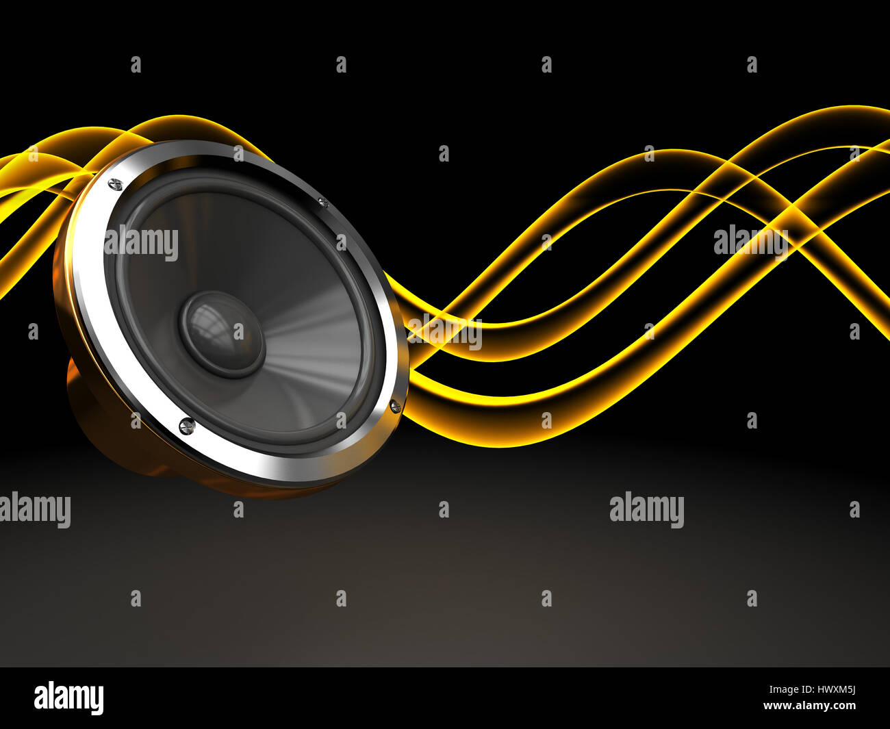 abstract 3d illustration of dark background with audio speaker and sound  waves Stock Photo - Alamy