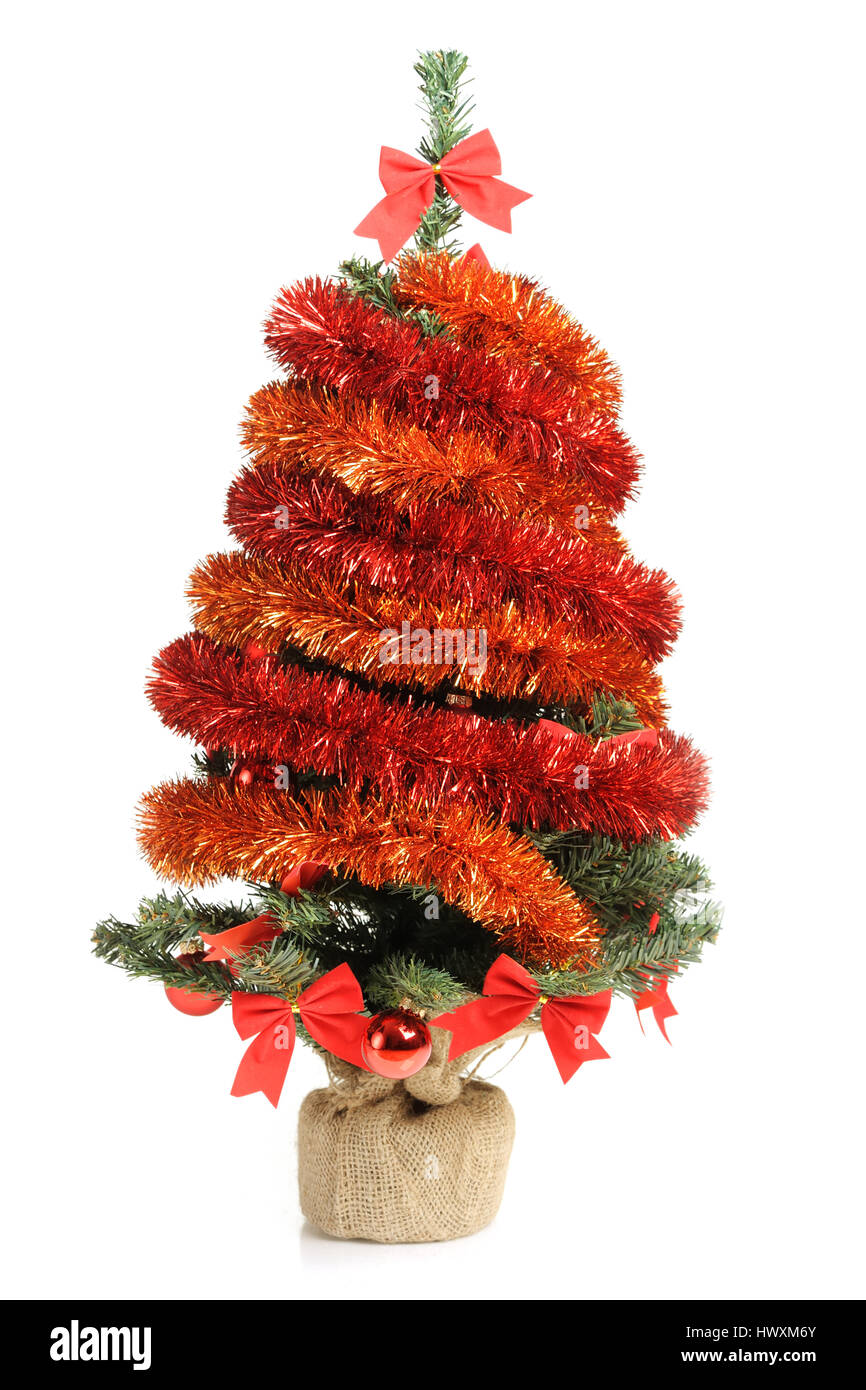 Decorated Christmas tree isolated on white background Stock Photo - Alamy