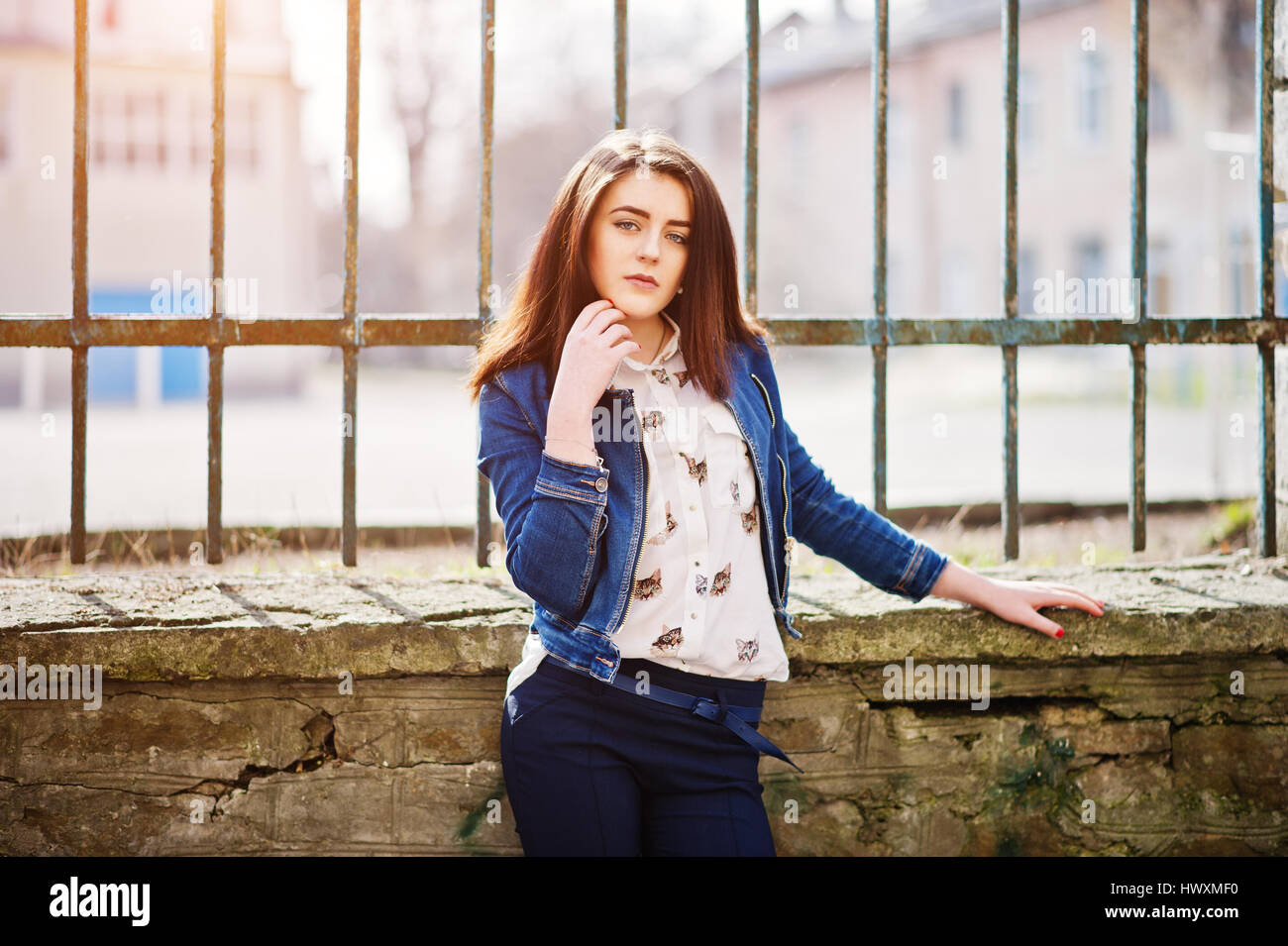 Young Girl Posing In A Denim Jacket Stock Photo Picture And Royalty Free  Image Image 107560926