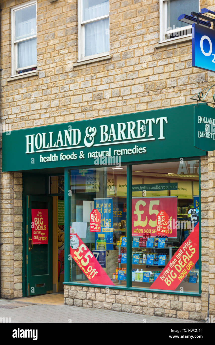 Cirencester - Holland & Barrett health foods & natural remedies store at Cricklade Street, Cirencester, Gloucestershire in March Stock Photo