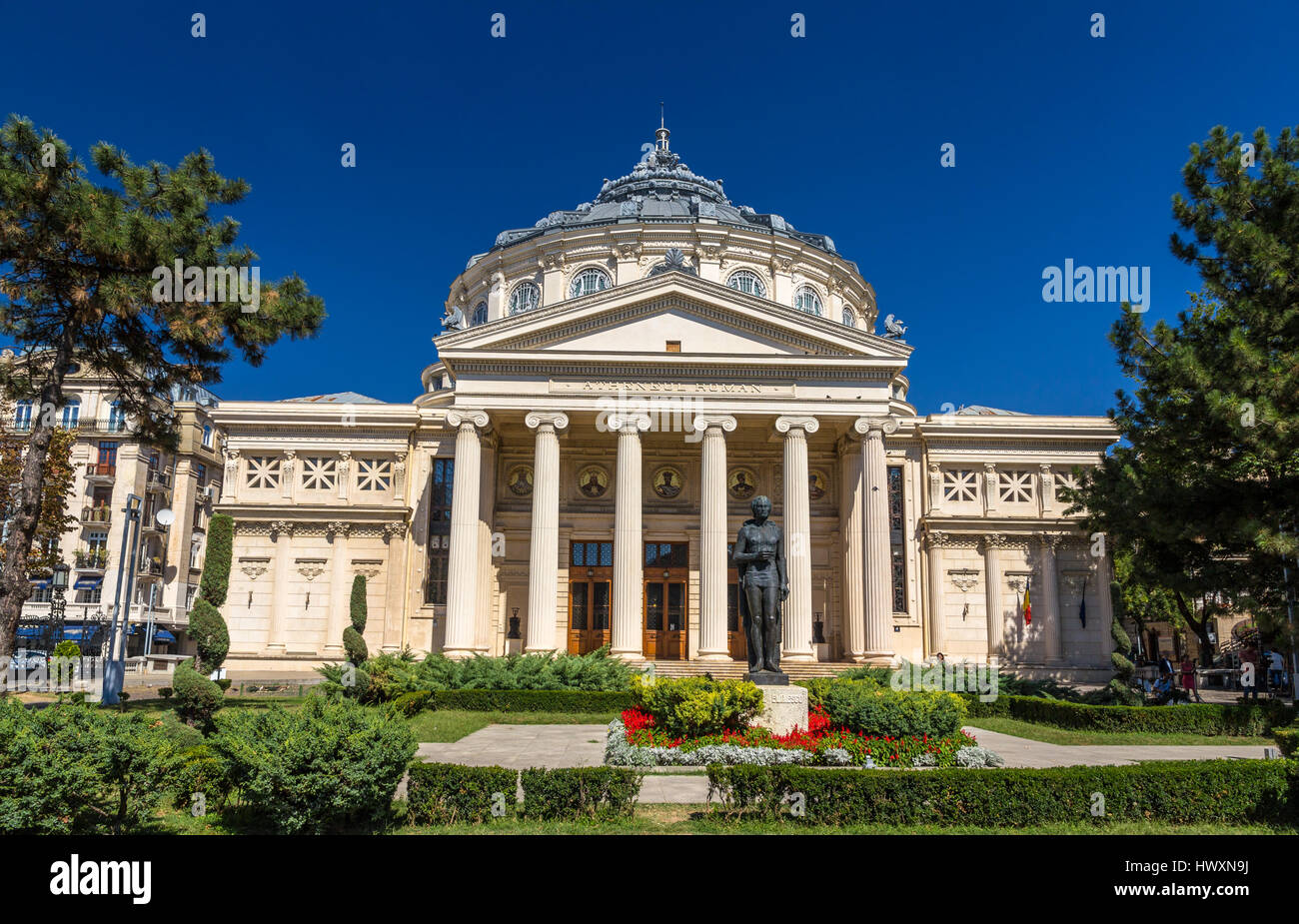 Romanian Athenaeum in Bucharest, Romania Stock Photo
