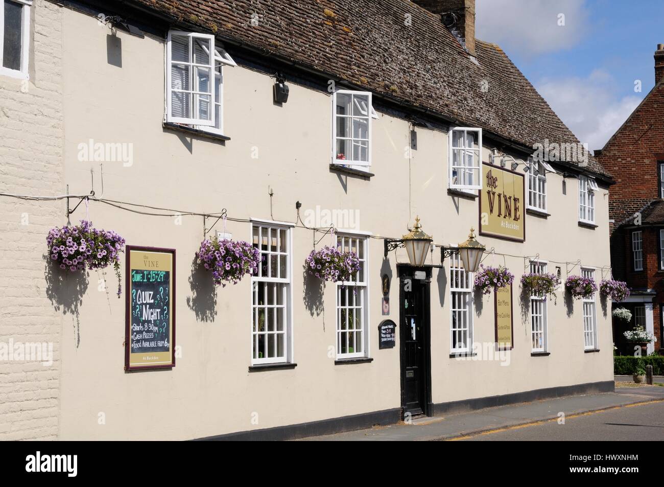 The Vine, Buckden, Cambridgeshire, is the only remaining traditional pub in the village. It once had its own brewery. Stock Photo