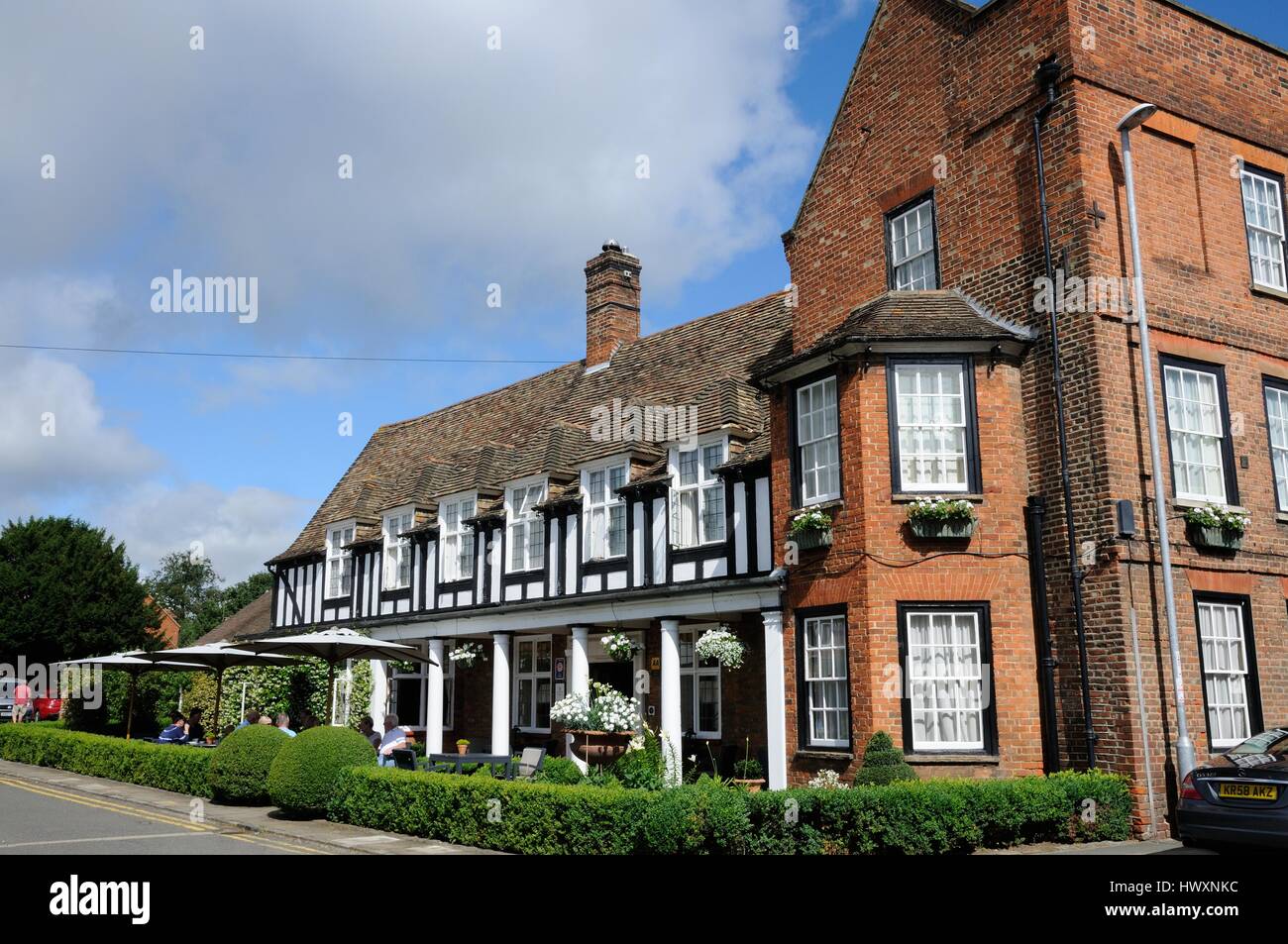 The George Hotel, Buckden, Cambridgeshire, was famous in coaching days for its 'vast size and elaborate arrangements' Stock Photo