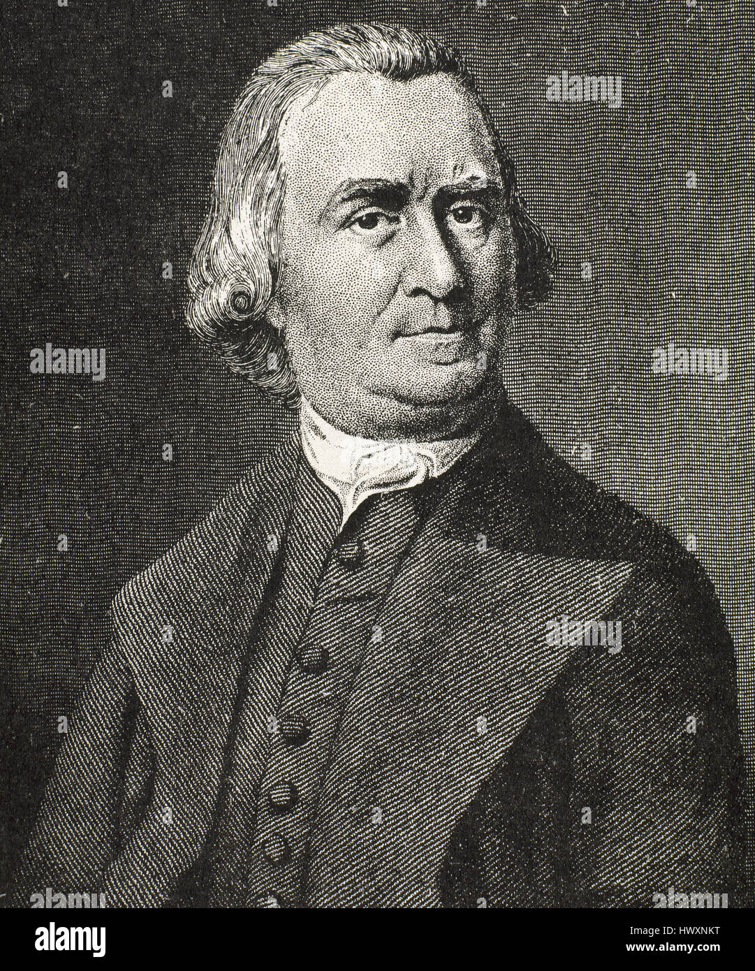 Samuel Adams (1722-1803). American statesman, political philosopher, and one of the Founding Fathers of the United States. Portrait. Engraving by John Singleton. Stock Photo