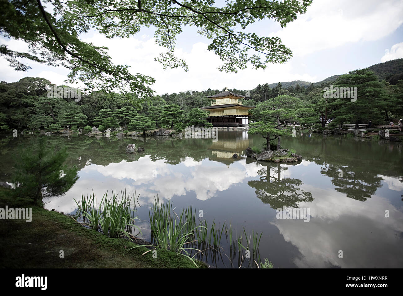 The beautiful Kinkaku-Ji Temple also known as Rokuon-Ji is a Zen Buddhist Temple in Kyoto, Japan. Stock Photo