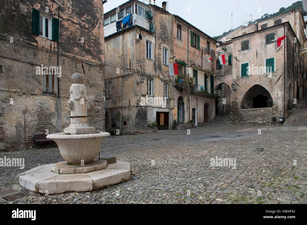 The medieval center of Taggia at the end of the Argentina valley, Liguria Stock Photo