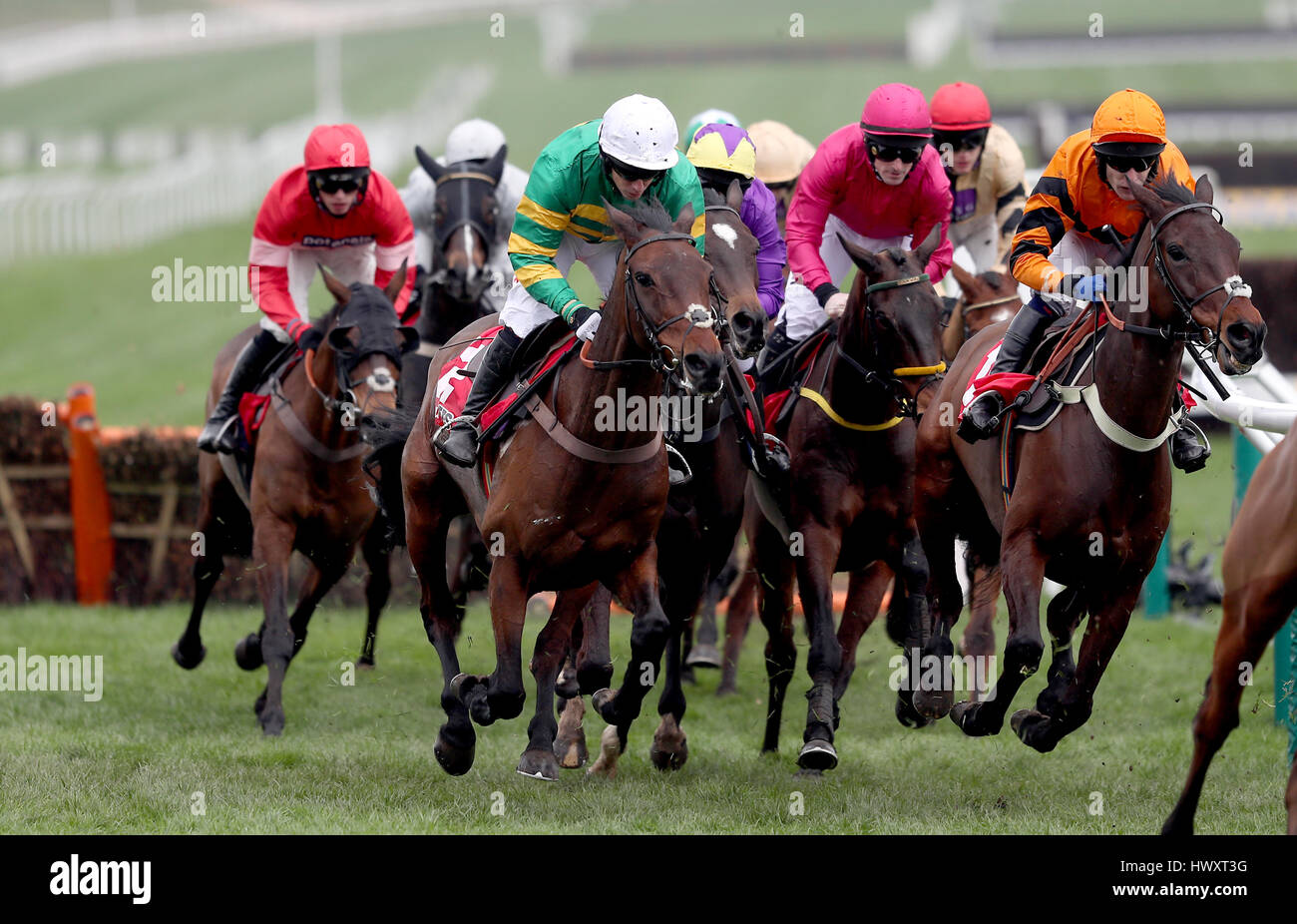 Runners and riders during the Sun Bets Stayers' Hurdle Stock Photo Alamy