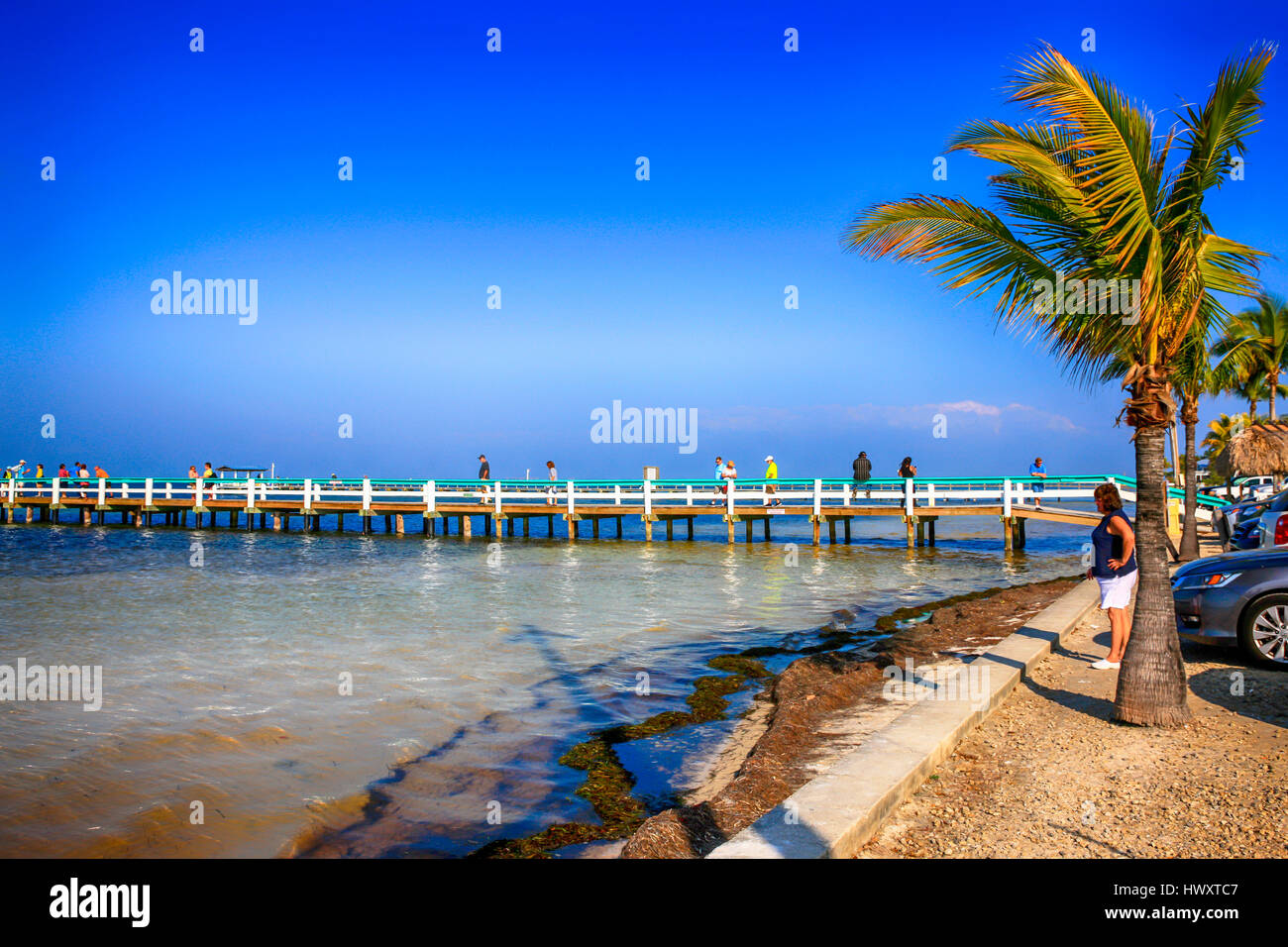 The fishing pier at Bokeelia on Pine Island in SW Florida Stock Photo