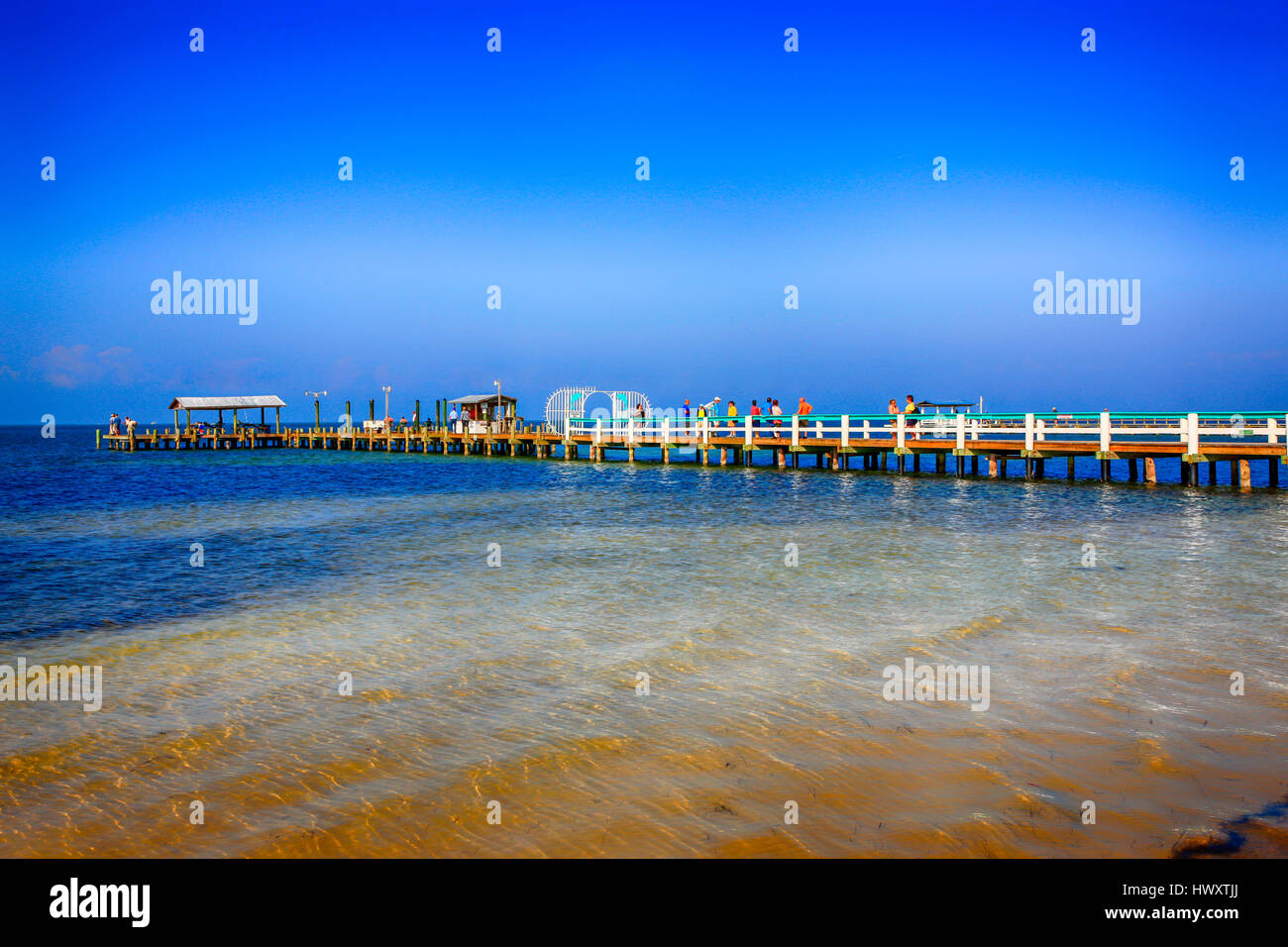 The fishing pier at Bokeelia on Pine Island in SW Florida Stock Photo