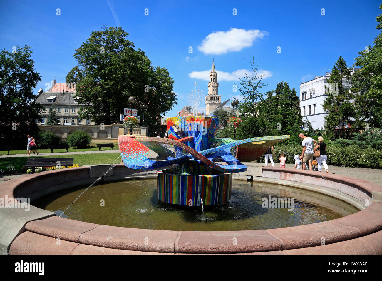 Fountain dancing Butterflies, Opole, Silesia, Poland, Europe Stock Photo