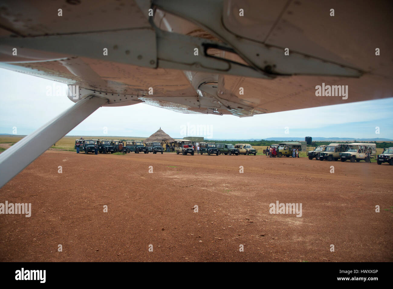 Olkiombo Airstrip in the Maasai Mara, Kenya Stock Photo