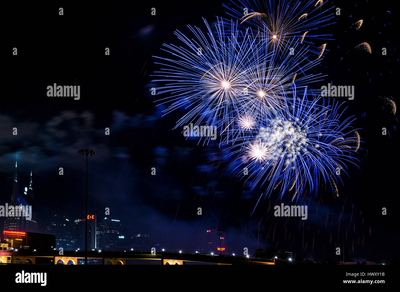 Fireworks over Downtown Nashville, Tennessee Stock Photo Alamy