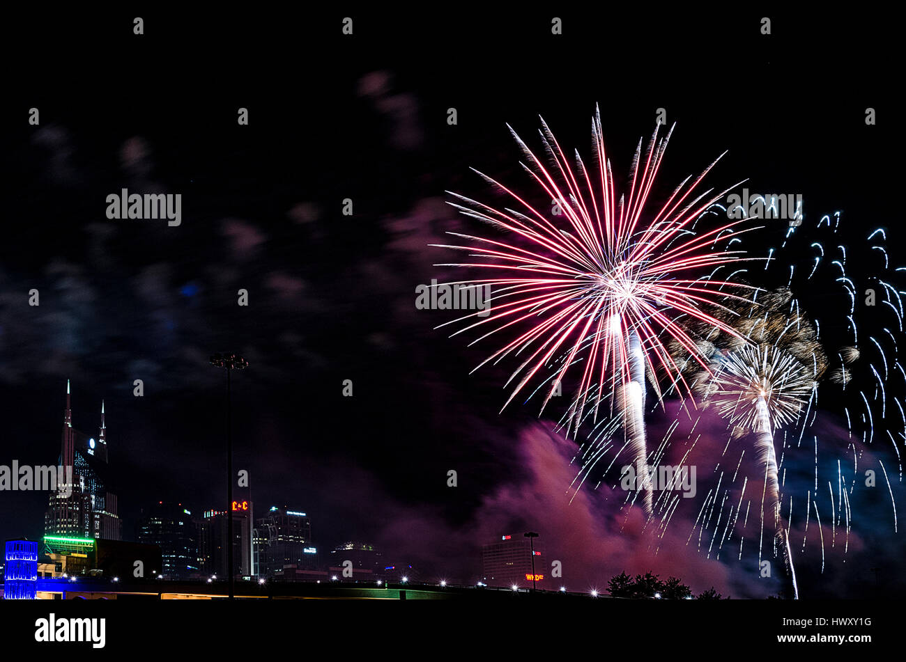 Fireworks over Downtown Nashville, Tennessee Stock Photo Alamy
