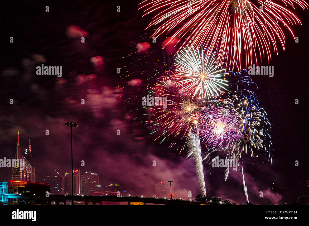 Fireworks over Downtown Nashville, Tennessee Stock Photo Alamy
