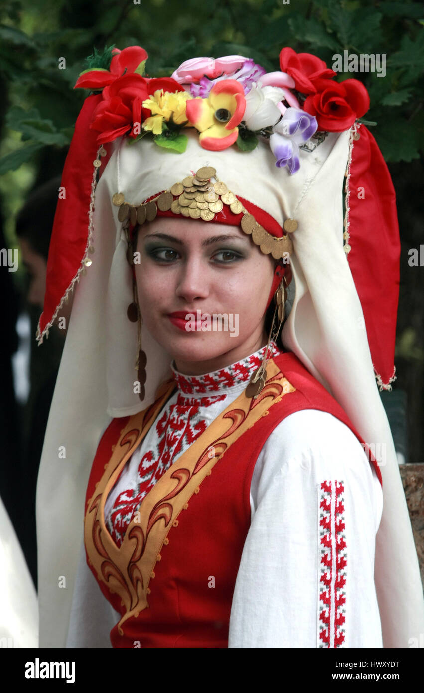 People in traditional folklore costumes on National Festival of Sheep ...