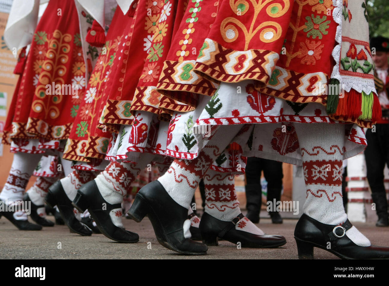 People in traditional folklore costumes on National Festival of Sheep ...