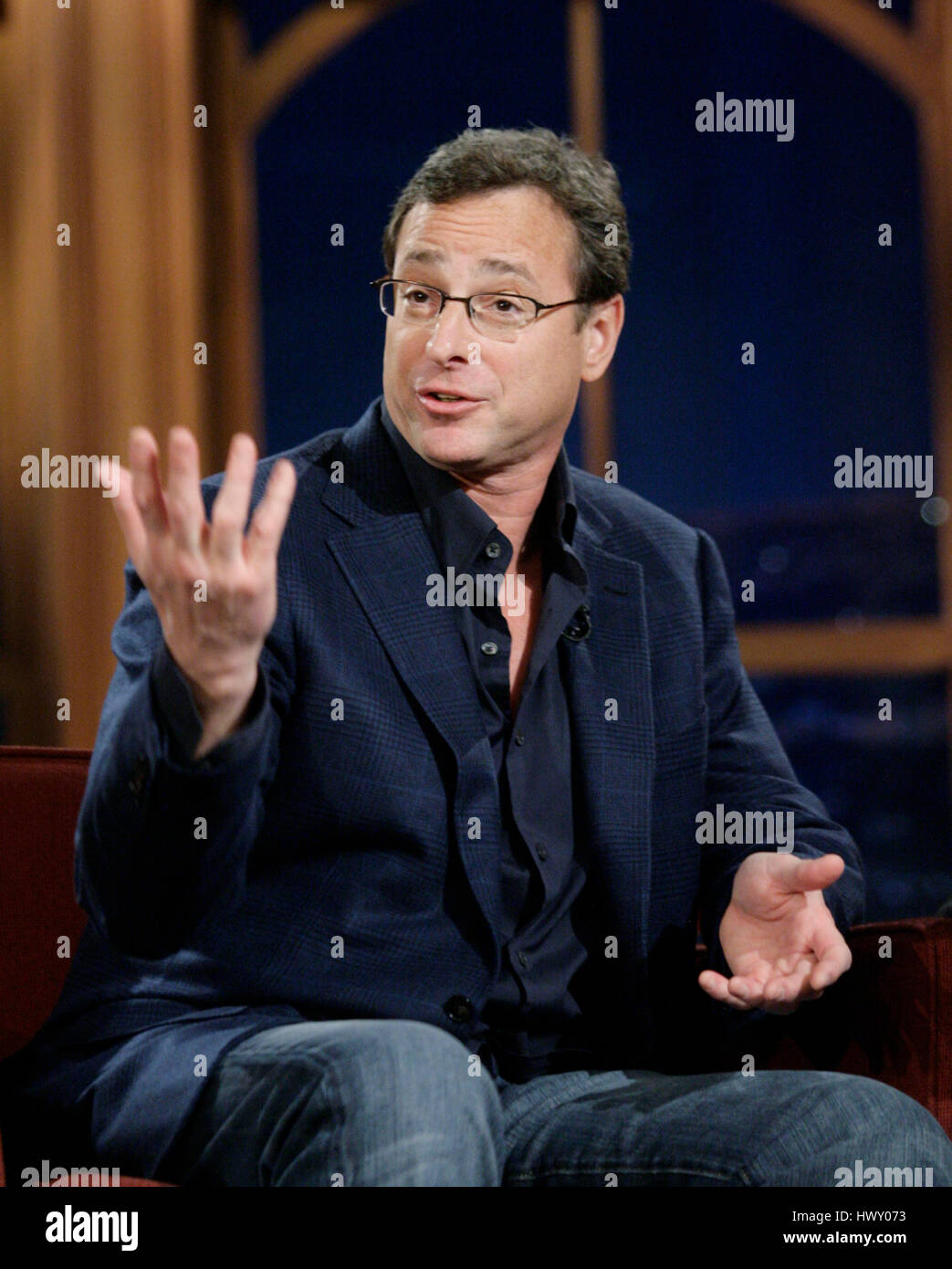 Bob Saget during a segment of the 'Late Late Show with Craig  Ferguson' at CBS Television City in Los Angeles, California on February 16, 2010. Photo by Francis Specker Stock Photo