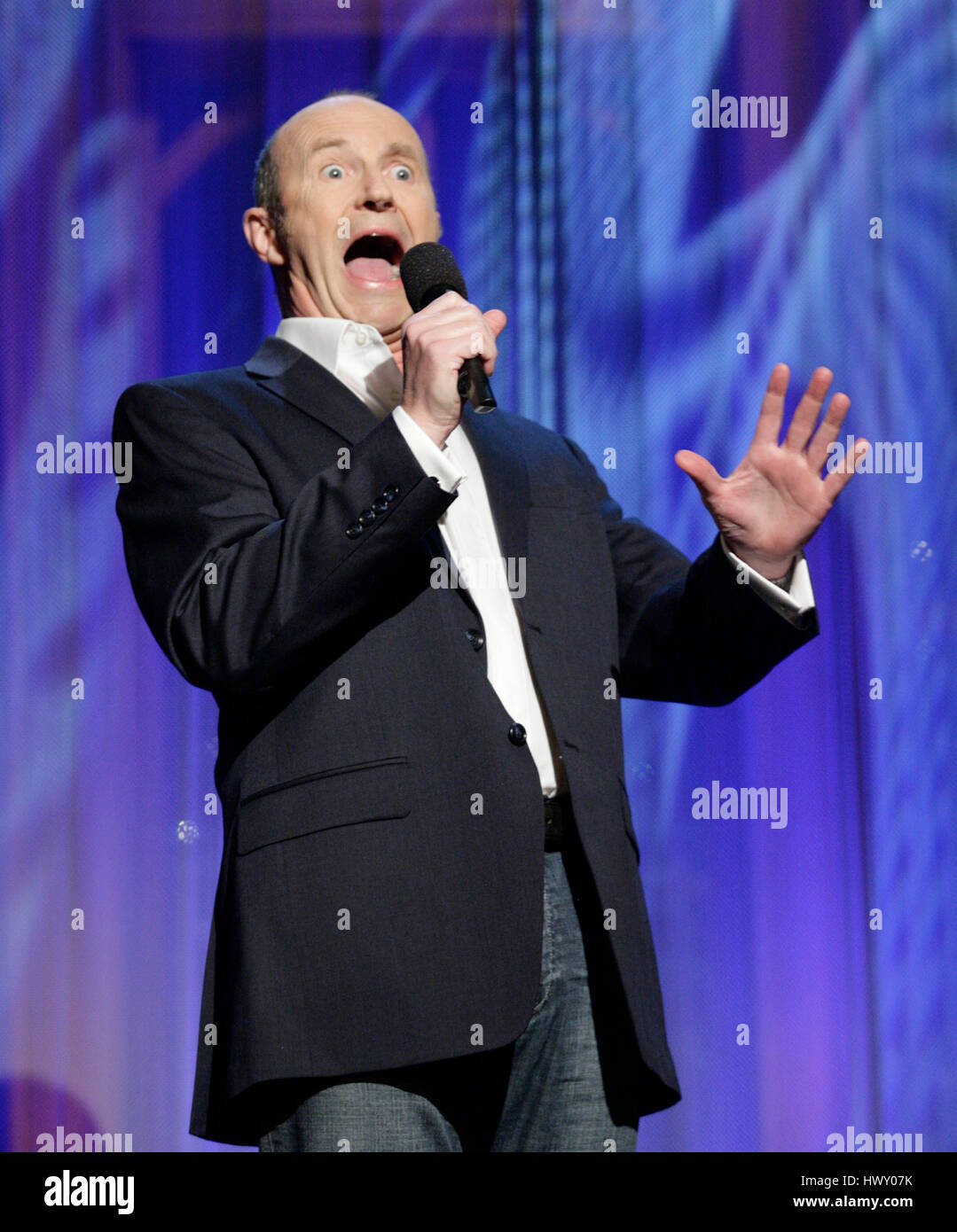 Scottish comic Fred Macaulay during a segment of the 'Late Late Show with Craig  Ferguson' at CBS Television City in Los Angeles, California on February 15, 2010. Photo by Francis Specker Stock Photo