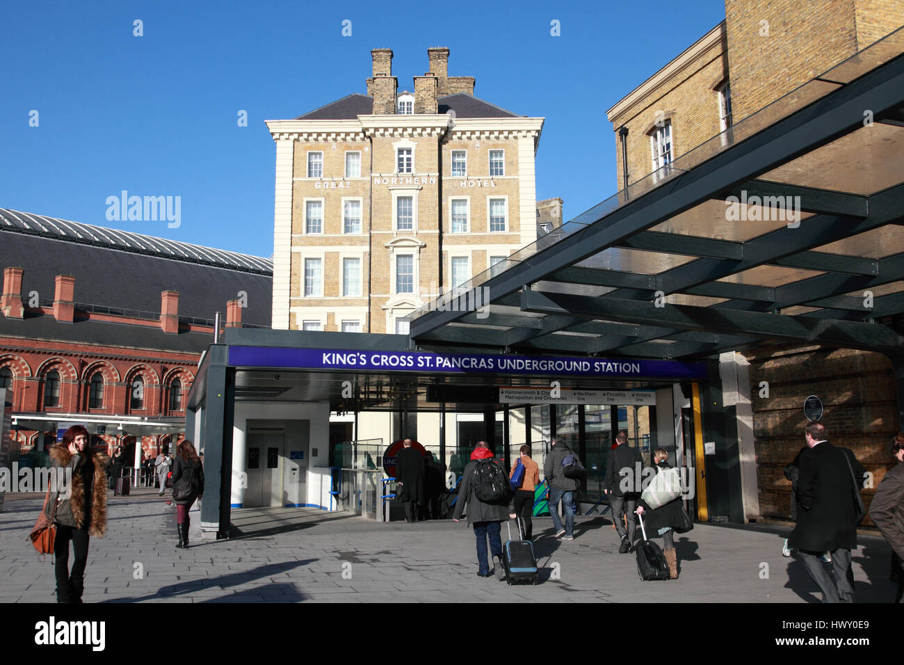 The entrance to King’s Cross St Pancras underground station outside the