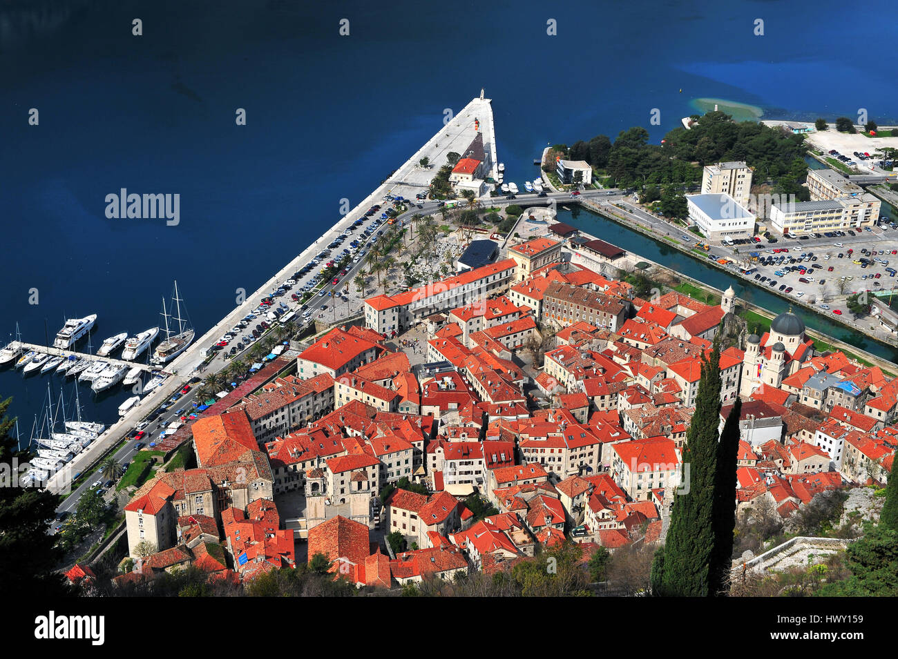 Rooftops of Kotor historical town in Montenegro Stock Photo - Alamy