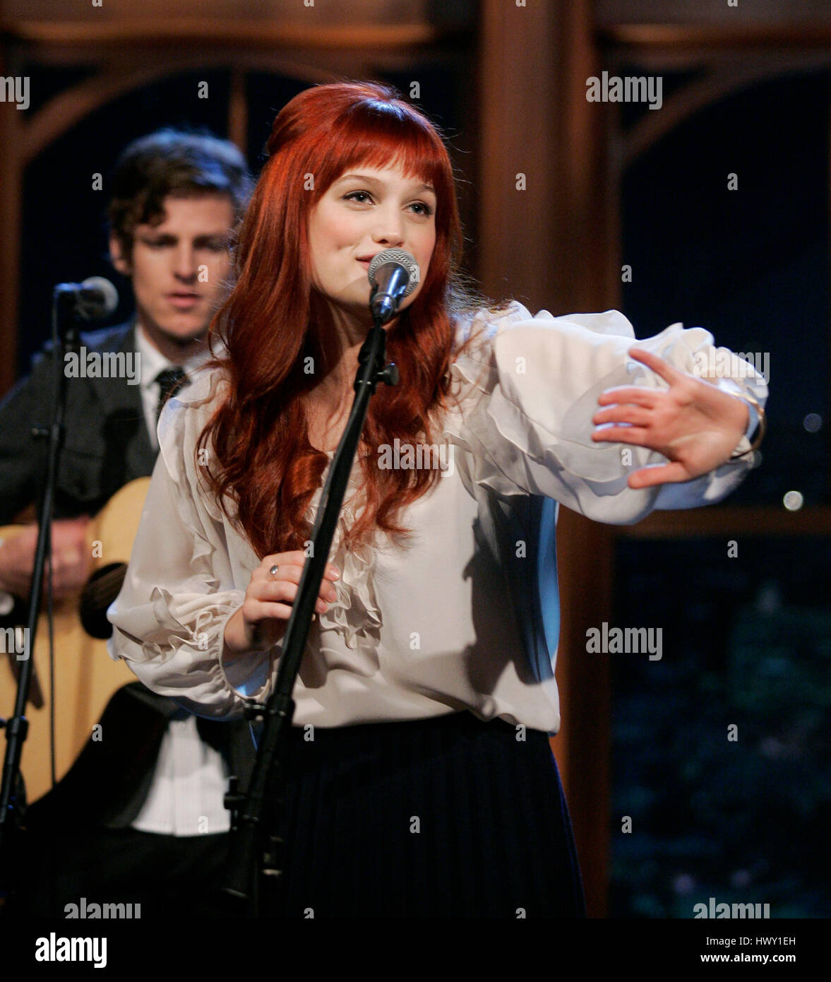 Alison Sudo with her band, 'A Fine Frenzy' performs during a segment of the 'Late Late Show with Craig  Ferguson' at CBS Television City in Los Angeles, California on September 29, 2009. Photo by Francis Specker Stock Photo