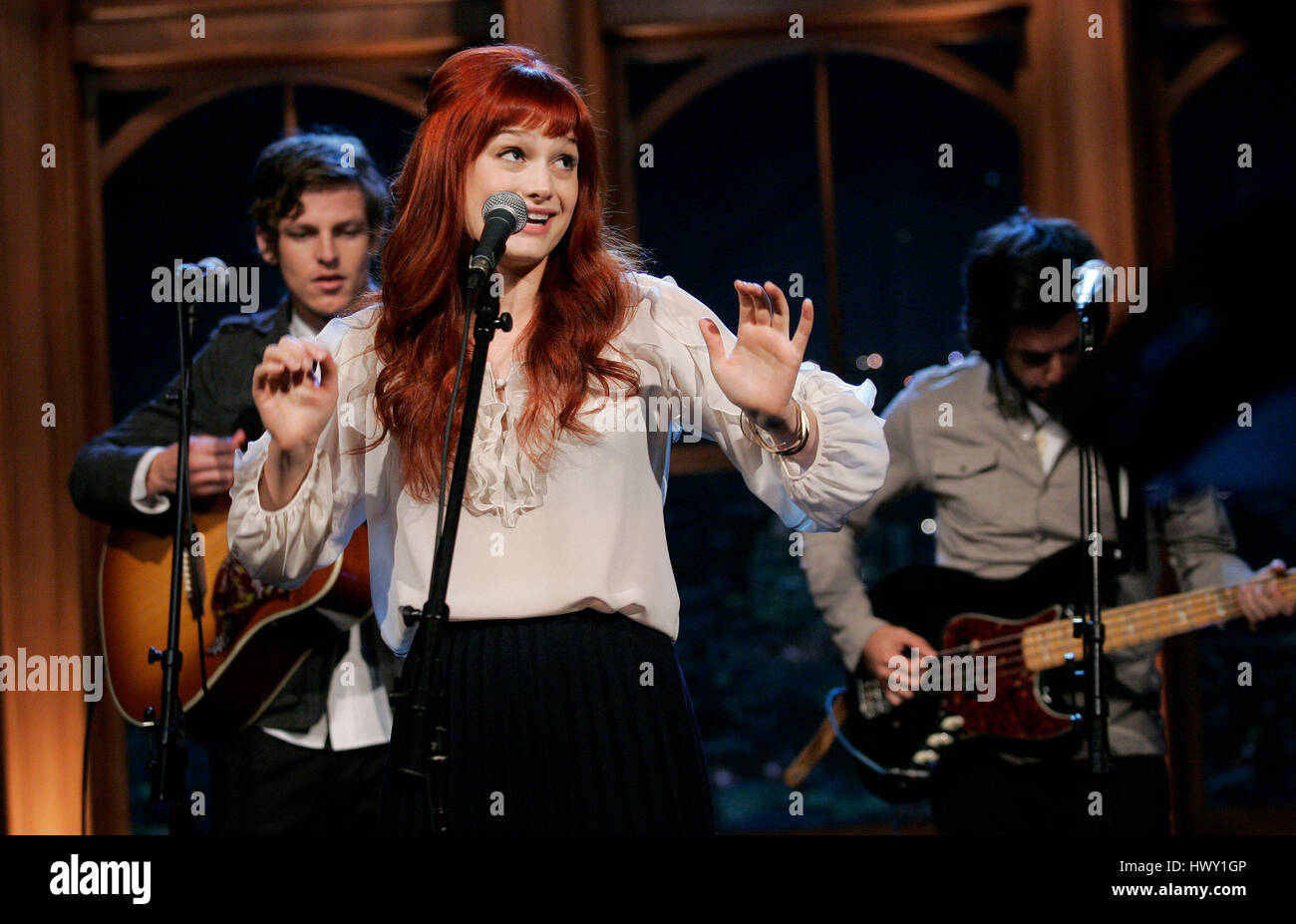 Alison Sudo with her band, 'A Fine Frenzy' performs during a segment of the 'Late Late Show with Craig  Ferguson' at CBS Television City in Los Angeles, California on September 29, 2009. Photo by Francis Specker Stock Photo