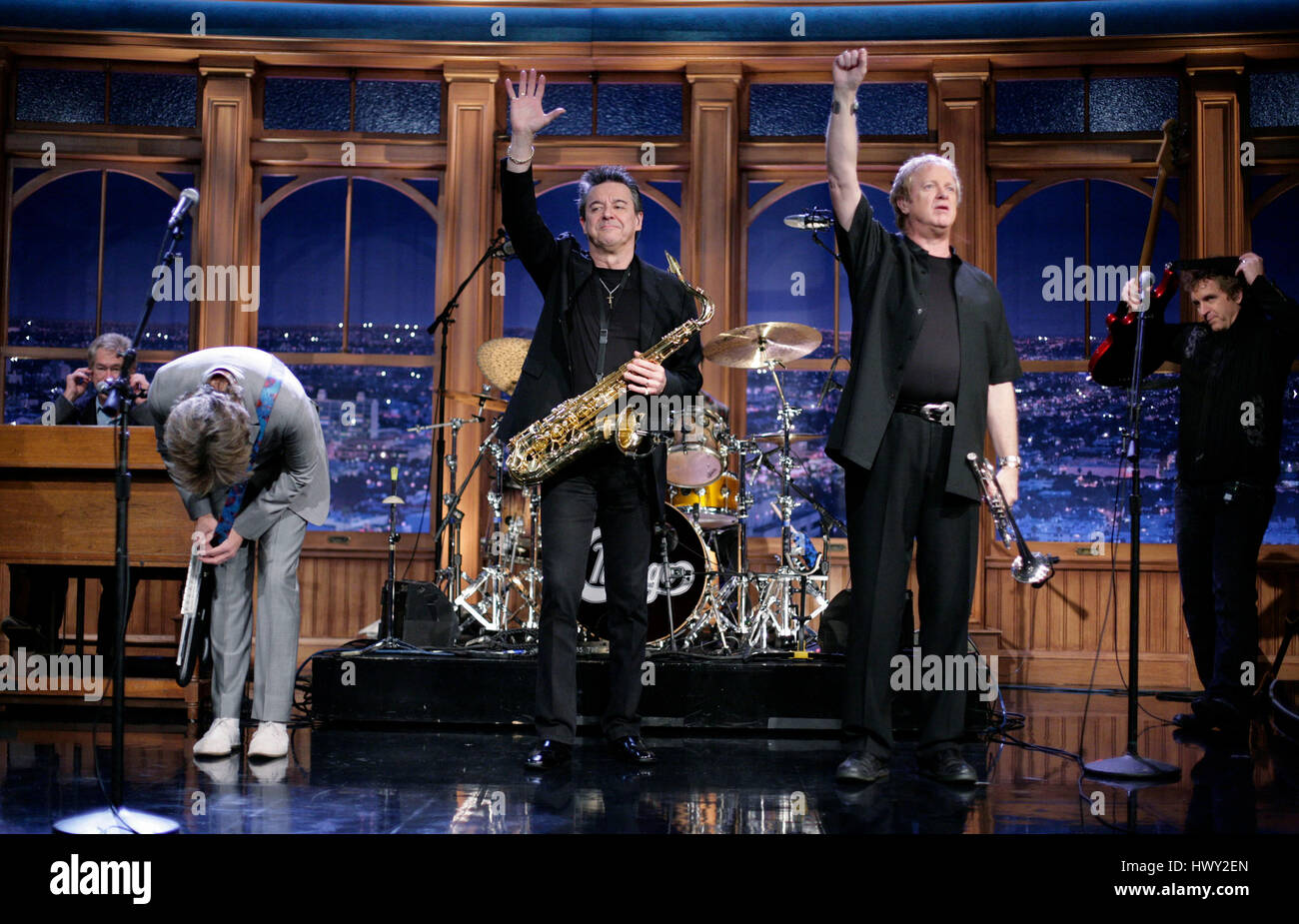 The band, Chicago, with members Robert Lamm on lead vocals and keyboard ...