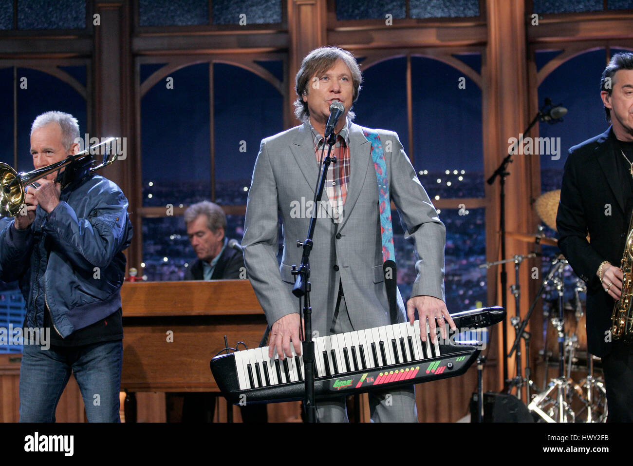 The band, Chicago, with member Robert Lamm on lead vocals and keyboard, perform during a segment of 'The Late Late Show with Craig Ferguson' at CBS Television City in Los Angeles, California, on March 9, 2009. Photo by Francis Specker Stock Photo