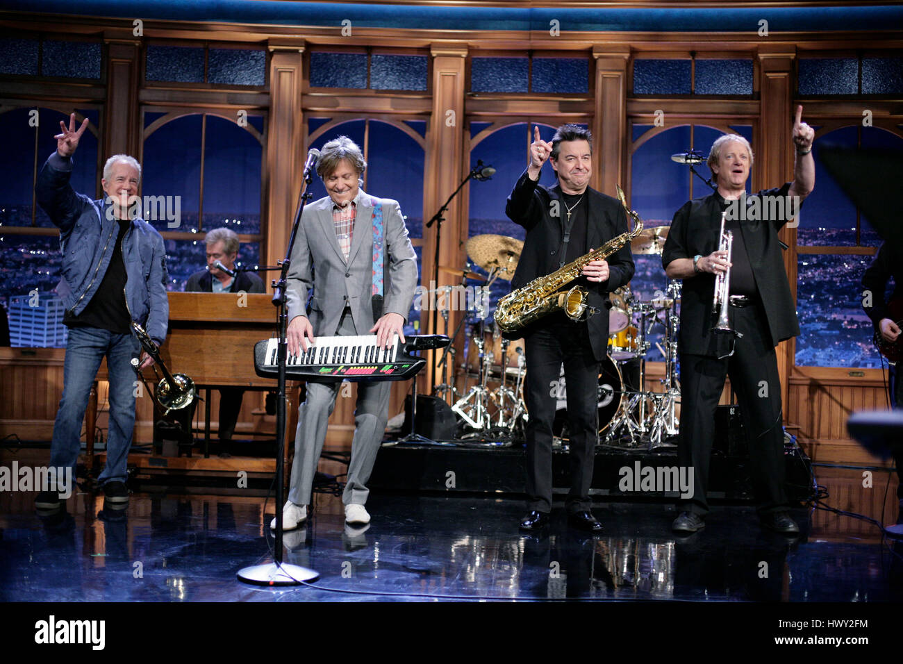 The band, Chicago, with members Robert Lamm on lead vocals and keyboard