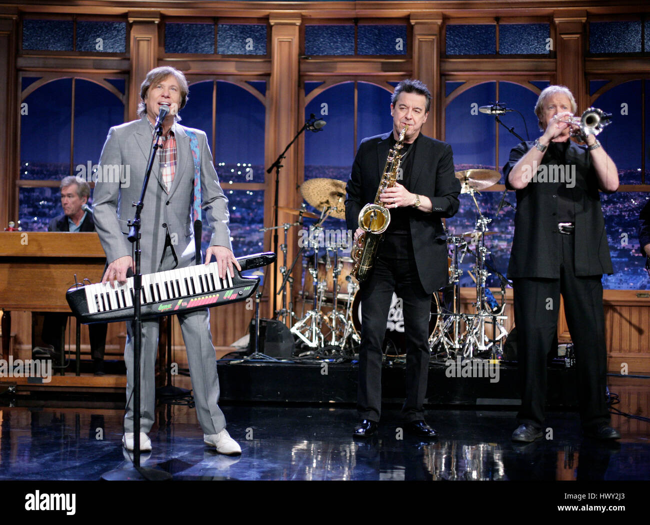 The band, Chicago, with members Robert Lamm on lead vocals and keyboard