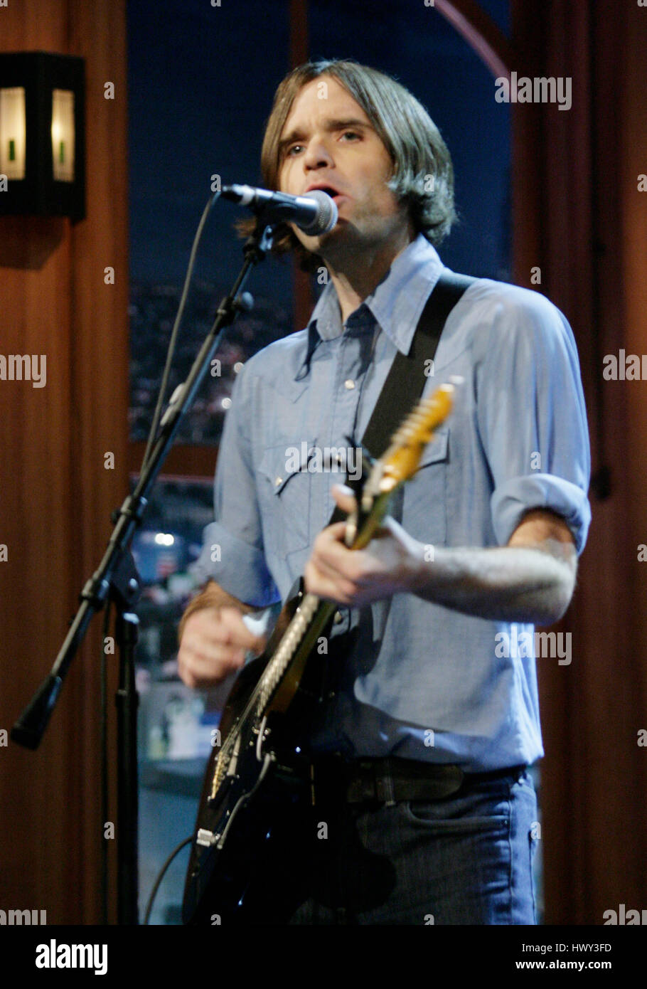 The band, 'Death Cab For Cutie',  with Ben Gibbard on lead vocals performs during a segment of 'The Late Late Show with Craig Ferguson' at CBS Television City in Los Angeles on Friday, Dec. 12, 2008. Photo by Francis Specker Stock Photo