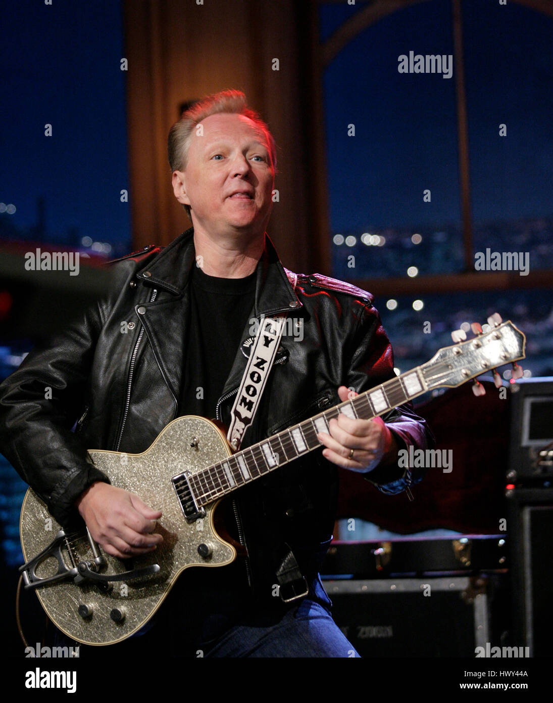 The punk band, "X", Billy Zoom on guitar, perform during a segment of 'The  Late Late Show with Craig Ferguson' at CBS Television City on Oct. 27, 2008  in Los Angeles, California.