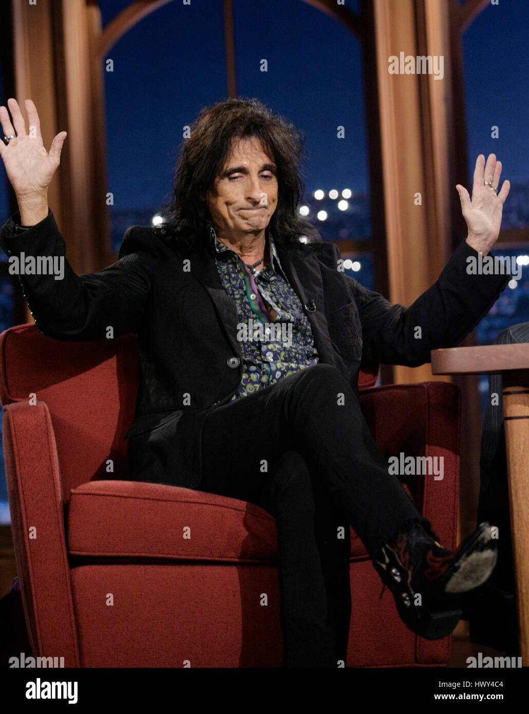 Musician Alice Copper during a segment of 'The Late Late Show with Craig Ferguson' at CBS Television City on Sept.10, 2008 in Los Angeles, California. Photo by Francis Specker Stock Photo