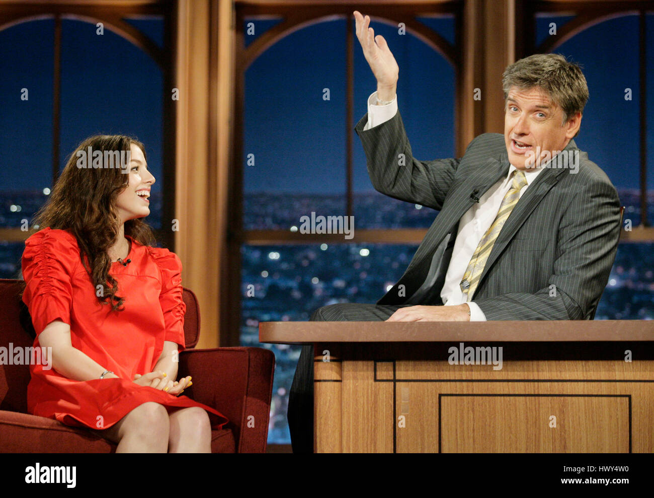 Actress Olivia Thirlby, left, chats with host Craig Ferguson during a ...