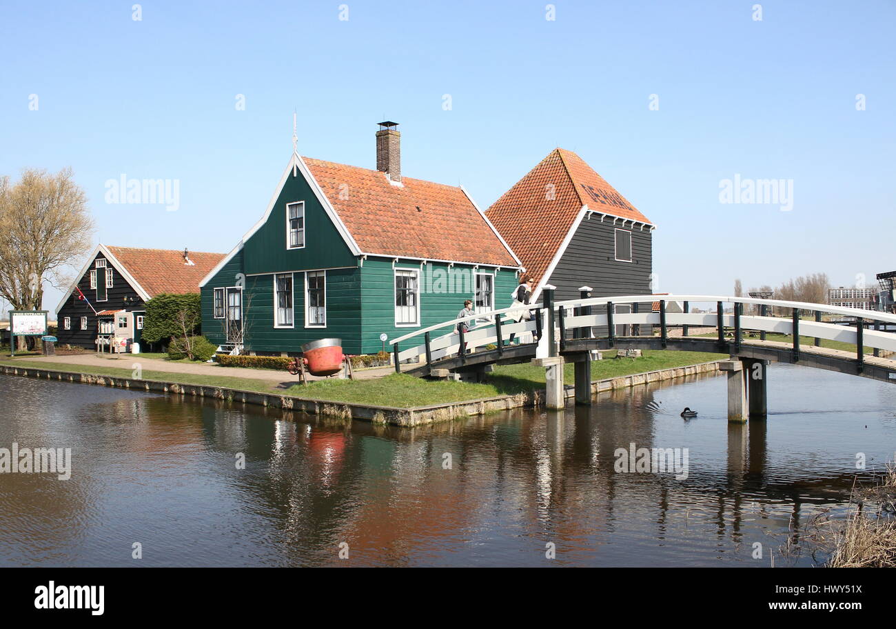 Cheese Farm Catherina Hoeve - Traditional Dutch wooden houses at the village of Zaanse Schans, Zaandam / Zaandijk, Netherlands Stock Photo