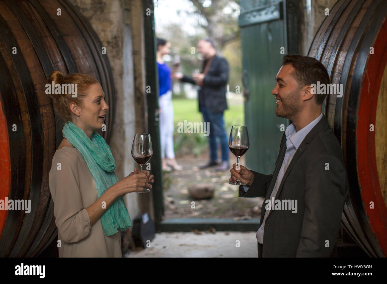 People at a wine tasting at wine estate Stock Photo - Alamy