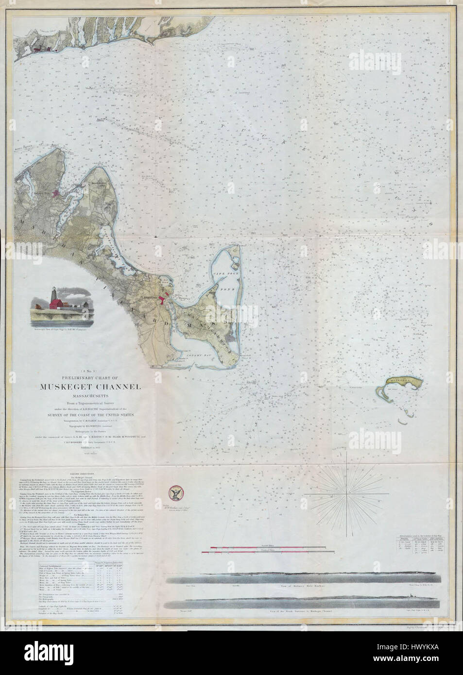 1859 Map of Martha's Vineyard (Marthas Vineyard), Massachusetts   Geographicus   MuskegetChannel2 uscs 1859 Stock Photo